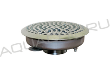 Водозабор круглый c сетчатой крышкой RunvilPools, D=160 мм, 20 м3/ч, 2" внутр. низ, нерж. сталь AISI-304, универсальный