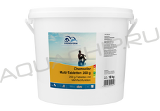 Chemoform Все-в-одном, хлор 80% медленнорастворимый-альгицид-флокулянт в мультитаблетках (200 г), 10 кг