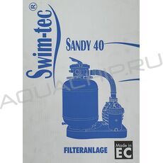 Фильтр Swim-tec Sandy 50, D=300 мм, 38 мм, 6 позиционный верхний вентиль с манометром, насос Trend 50, 4 м3/ч, 220 В, в к-те подставка под фильтр с насосом