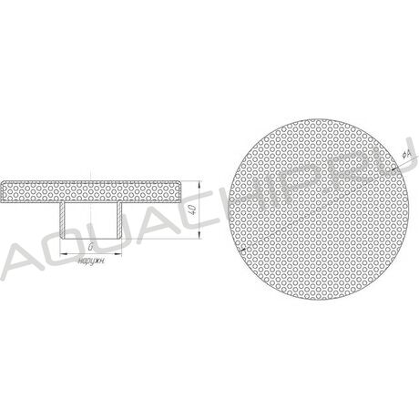 Водозабор круглый c сетчатой крышкой RunvilPools, D=125 мм, 20 м3/ч, 2" наружн. низ, нерж. сталь AISI-304, плитка