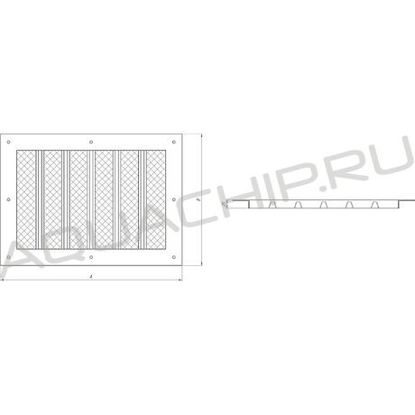 Водозабор прямоугольный c сетчатой крышкой RunvilPools, 550x400 мм, 90 м3/ч, лицевая панель, нерж. сталь AISI-304