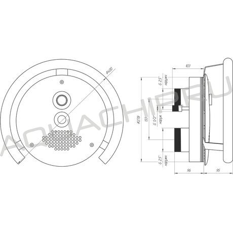 Лицевая панель противотока с закладной RunvilPools, 50 м³/час, с пневмокнопкой, нерж. сталь AISI-304