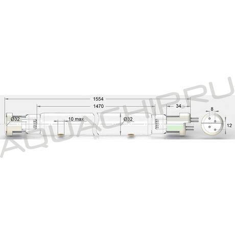 Лампа УФ амальгамная UVL 615 Вт для УОВ (НПО ЭНТ) J-32600