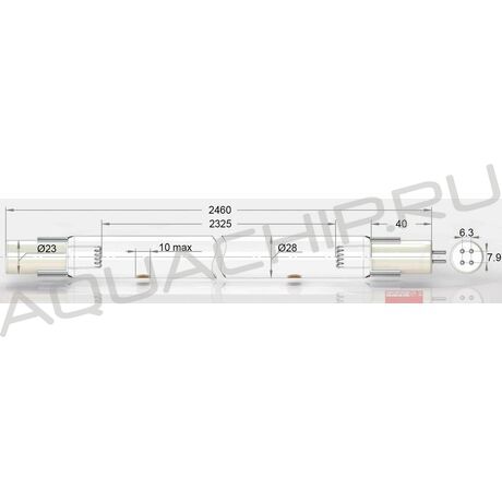 Лампа УФ амальгамная UVL 710 Вт для УДВ (НПО ЛИТ) ДБ 800