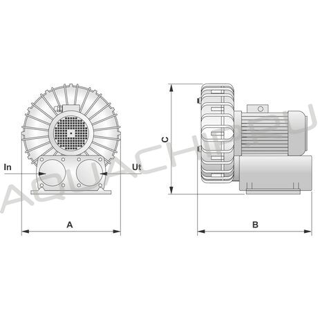 Компрессор низкого давления Pahlen SC30A-220T 150 м3/ч, 2,2 кВт, 380 В, 2"