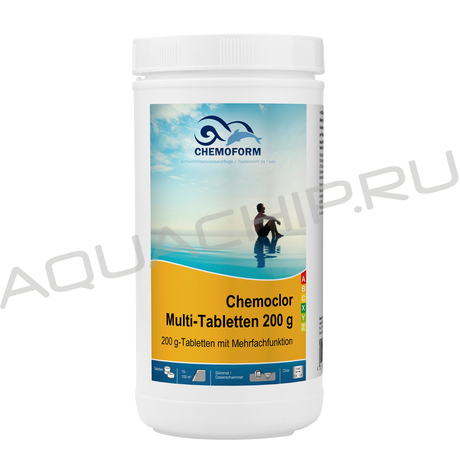 Chemoform Все-в-одном, хлор 80% медленнорастворимый-альгицид-флокулянт в мультитаблетках (200 г), 1 кг