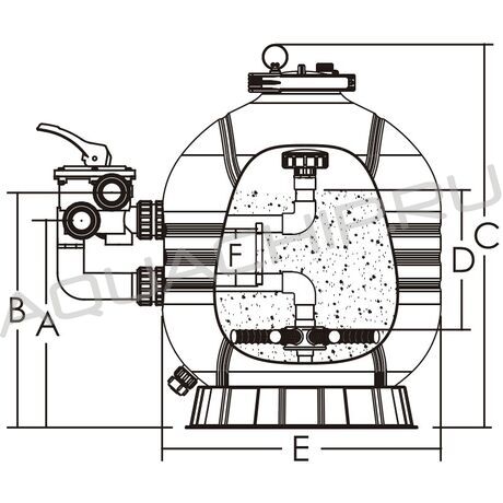 Колба Emaux MFS17, D=425 мм, ПЭ, 1 1/2" бок., в к-те: 6 позиционный боковой вентиль и манометр